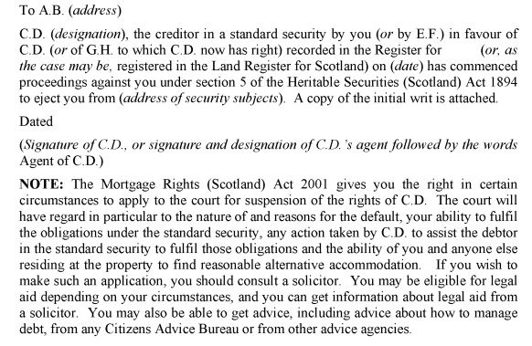 Form: NOTICES TO DEBTORS, PROPRIETORS AND OCCUPIERS