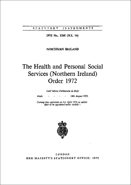 The Health and Personal Social Services (Northern Ireland) Order 1972