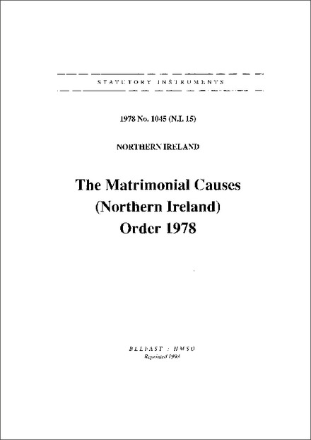 The Matrimonial Causes (Northern Ireland) Order 1978
