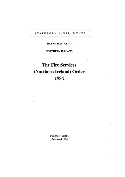The Fire Services (Northern Ireland) Order 1984