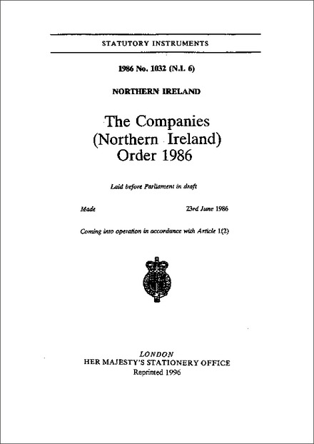 The Companies (Northern Ireland) Order 1986