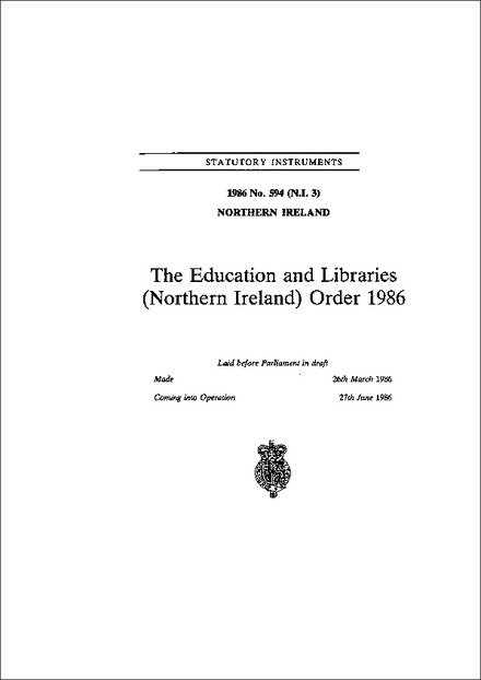 The Education and Libraries (Northern Ireland) Order 1986