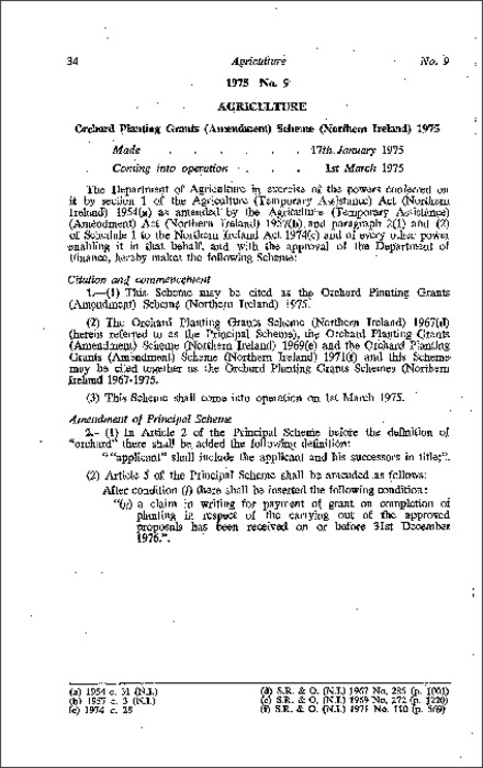 The Orchard Planting Grants (Amendment) Scheme (Northern Ireland) 1975