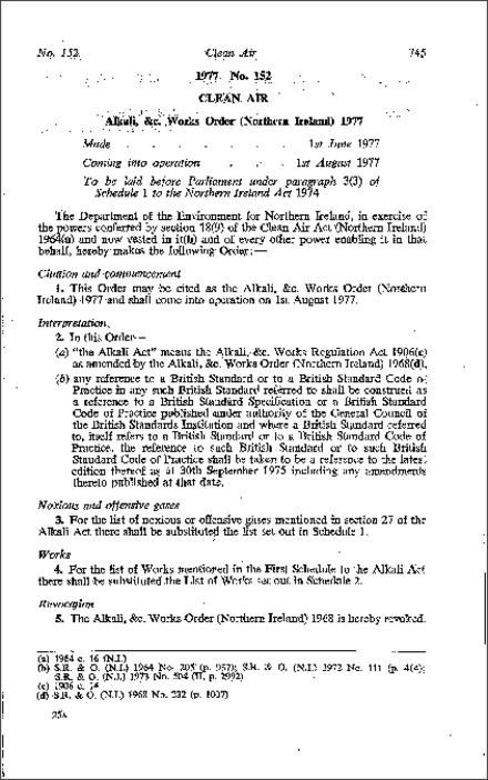 The Alkali, etc. Works Order (Northern Ireland) 1977