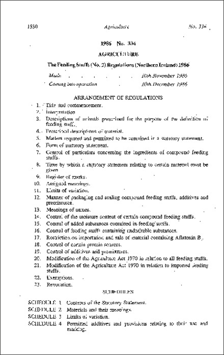 The Feeding Stuffs (No. 2) Regulations (Northern Ireland) 1986