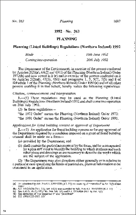 The Planning (Listed Buildings) Regulations (Northern Ireland) 1992
