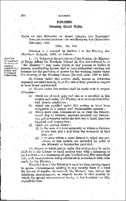 The Housing Grant Rules (Northern Ireland) 1924