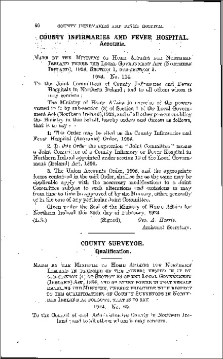 The County Infirmaries and Fever Hospital (Accounts) Order (Northern Ireland) 1924