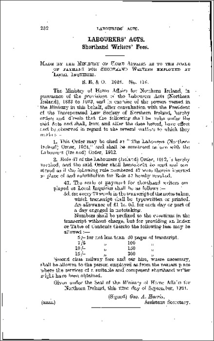 The Labourers (Northern Ireland) Order 1924