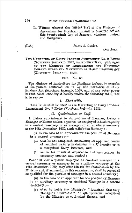 The Marketing of Dairy Produce Amendment No. 2 Rules (Northern Ireland) 1932