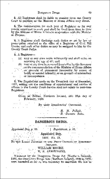 The Dangerous Drugs (Consolidation) (Amendment) Regulations (Northern Ireland) 1935