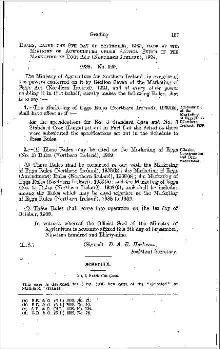The Marketing of Eggs (No. 3) Rules (Northern Ireland) 1939