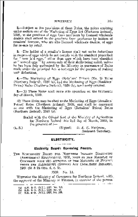 The Electricity Board for Northern Ireland BorRecording (Amendment) Regulations (Northern Ireland) 1939