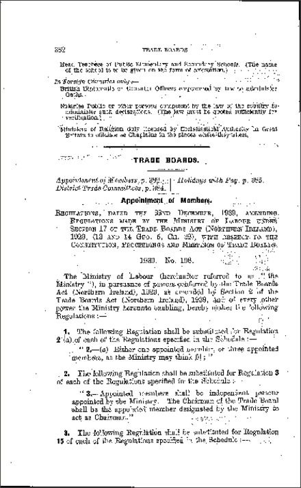 The Trade Boards (Appointment of Members) Regulations (Northern Ireland) 1939