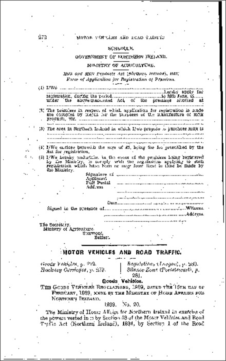 The Goods Vehicles Regulations (Northern Ireland) 1939