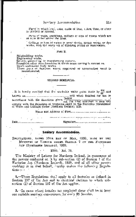 The Factories (Sanitary Accommodation) Regulations (Northern Ireland) 1939