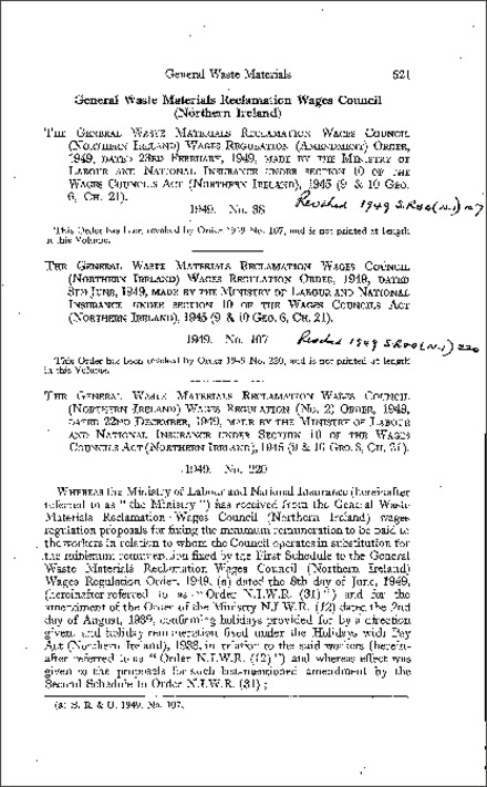 The General Waste Material Reclamation Wages Council Wages Regulations (No. 2) (Northern Ireland) 1949