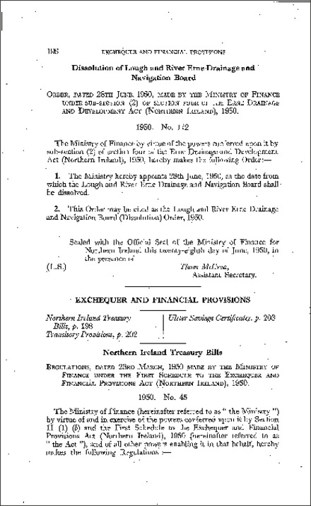 The Lough and River Erne Drainage and Navigation Board Dissolution Order (Northern Ireland) 1950