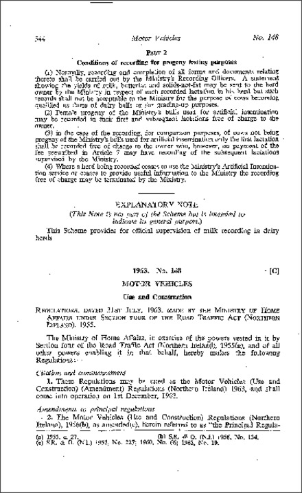The Motor Vehicles (Use and Construction) (Amendment) Regulations (Northern Ireland) 1963