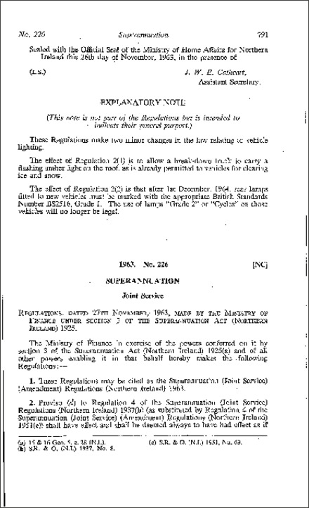 The Superannuation (Joint Service) (Amendment) Regulations (Northern Ireland) 1963