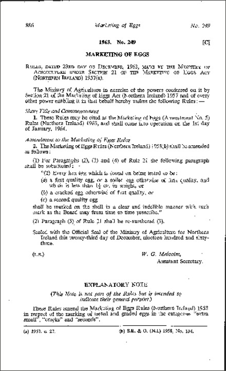 The Marketing of Eggs (Amendment No. 5) Rules (Northern Ireland) 1963