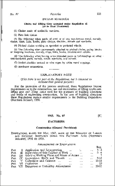 The Construction (General Provisions) Regulations (Northern Ireland) 1963