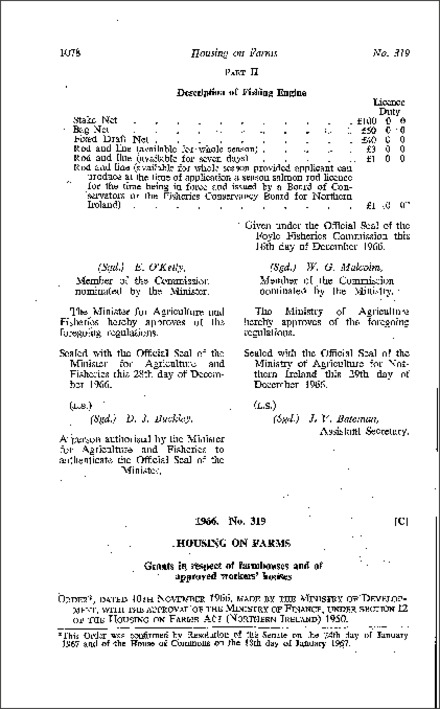 The Housing on Farms (Grants) Order (Northern Ireland) 1966