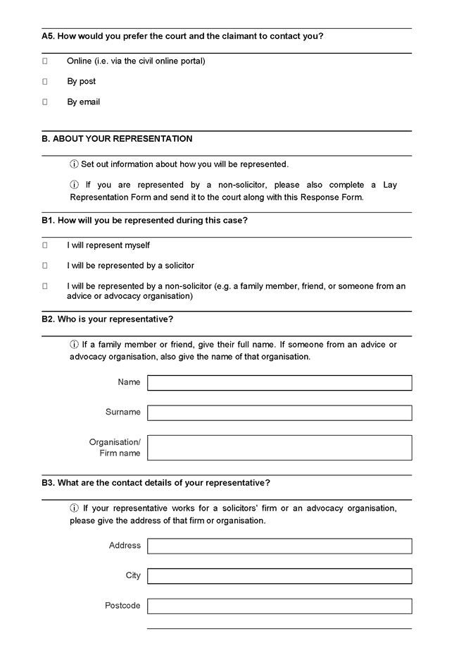Form 4A - The Simple Procedure Response Form