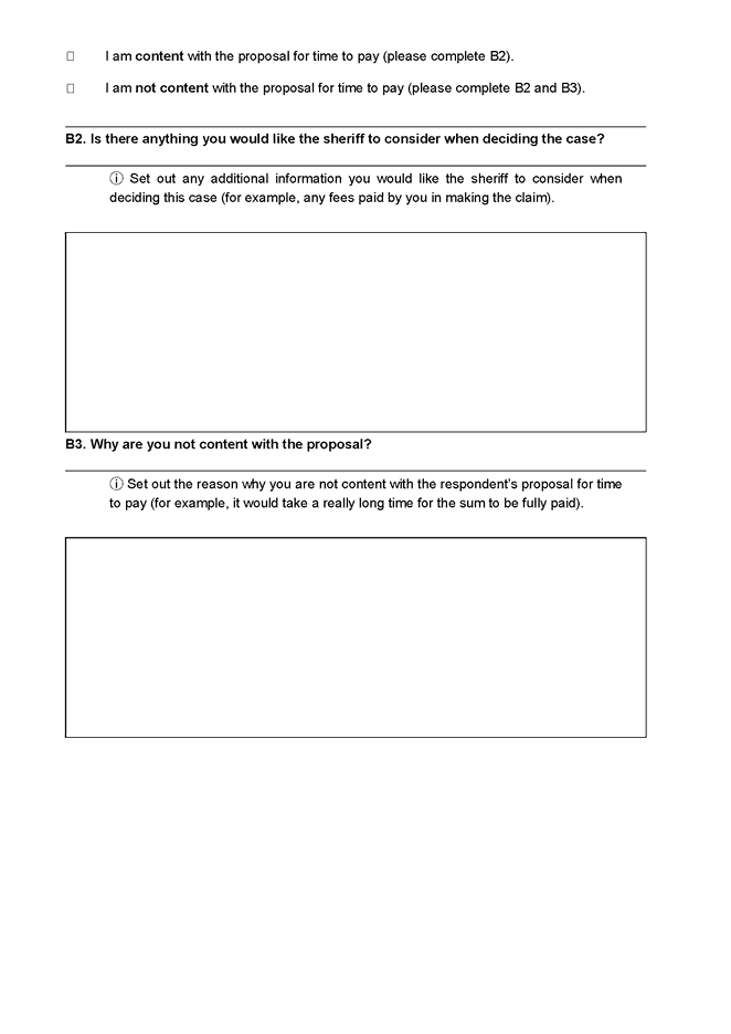 Form 5B - The Simple Procedure Time to Pay Notice