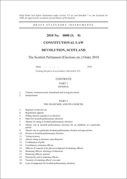The Scottish Parliament (Elections etc.) Order 2010