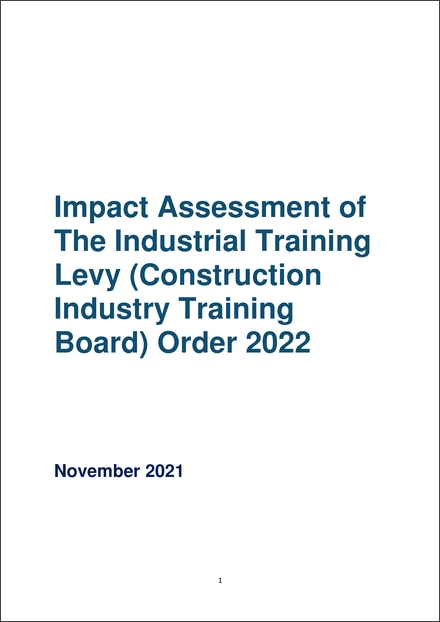 Impact Assessment to The Industrial Training Levy (Construction Industry Training Board) Order 2022