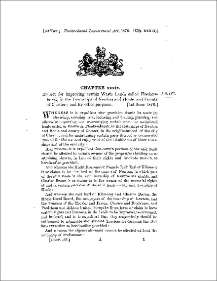 Flookersbrook Improvement Act 1876