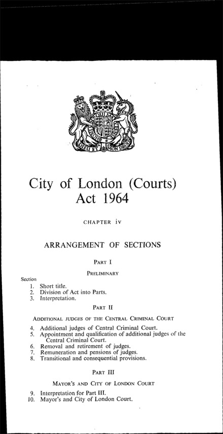 City of London (Courts) Act 1964