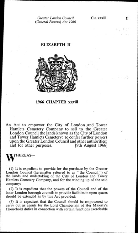 Greater London Council (General Powers) Act 1966