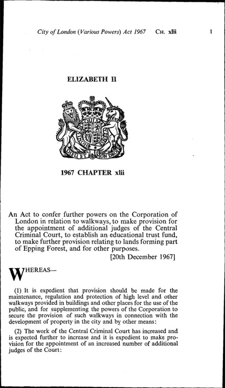 City of London (Various Powers) Act 1967