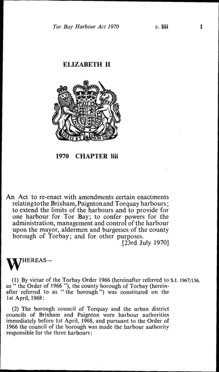 Tor Bay Harbour Act 1970