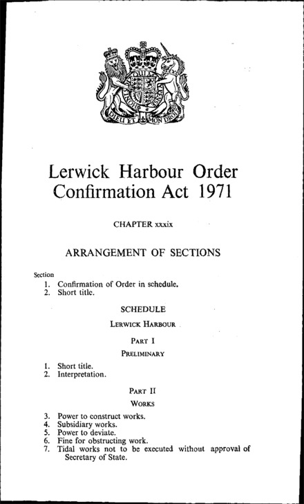 Lerwick Harbour Order Confirmation Act 1971