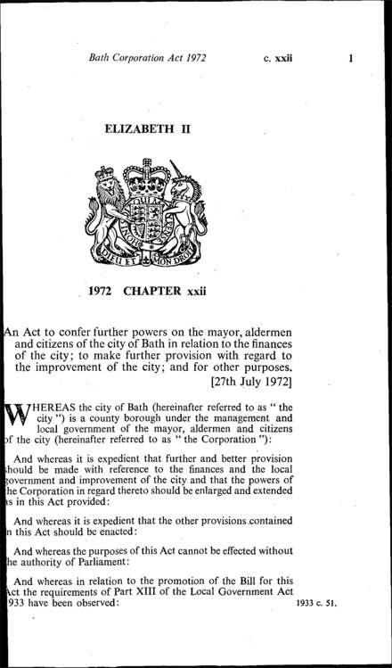 Bath Corporation Act 1972