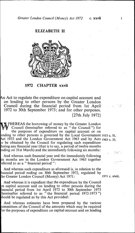 Greater London Council (Money) Act 1972