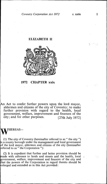 Coventry Corporation Act 1972