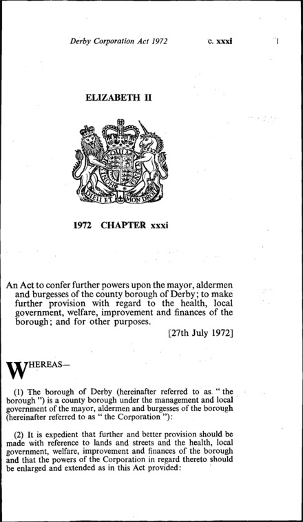 Derby Corporation Act 1972
