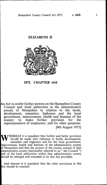Hampshire County Council Act 1972