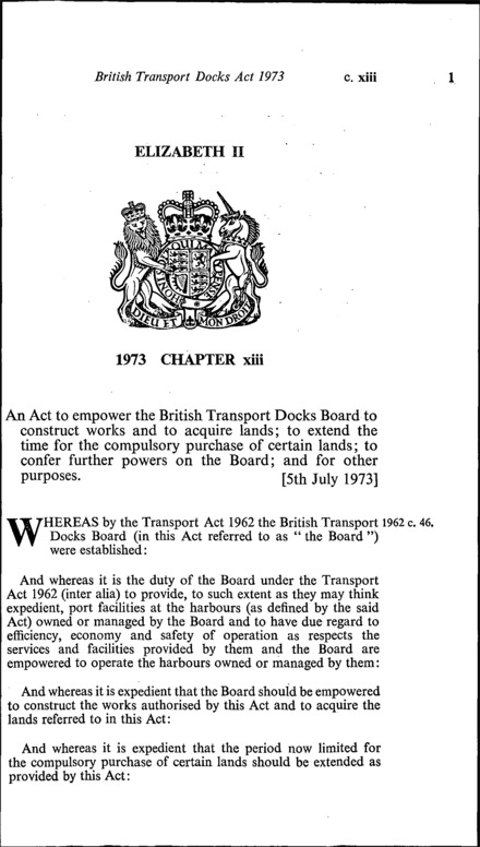 British Transport Docks Act 1973
