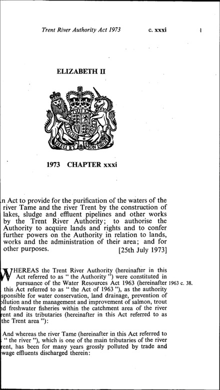 Trent River Authority Act 1973