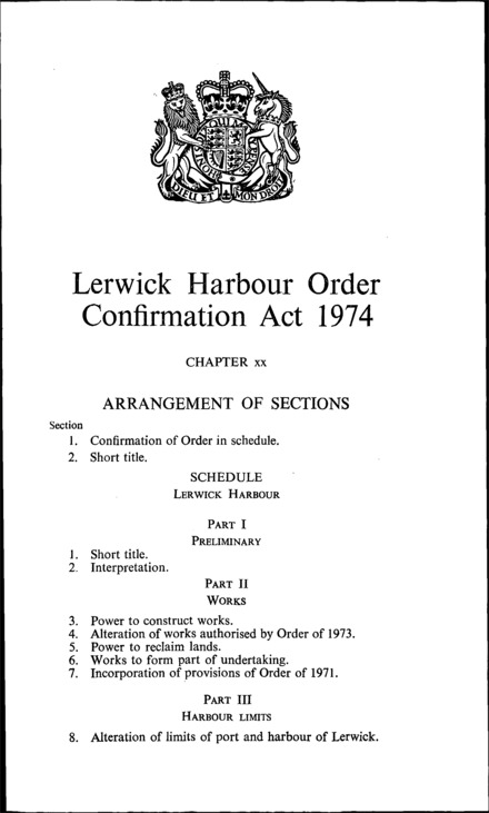Lerwick Harbour Order Confirmation Act 1974