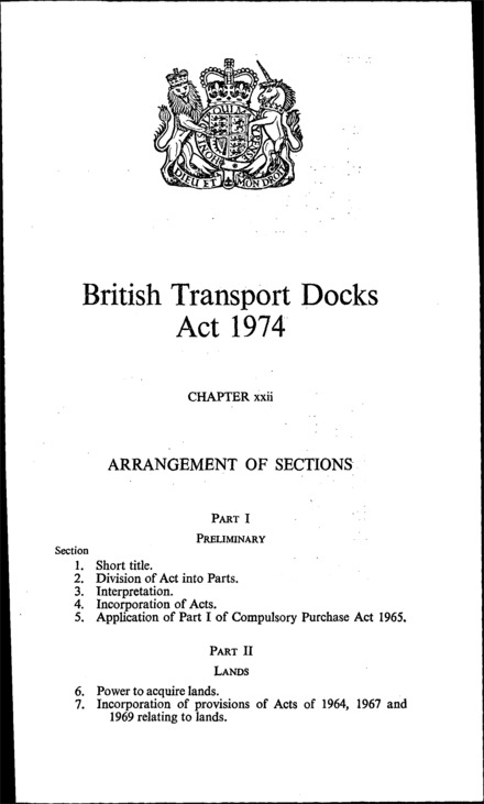 British Transport Docks Act 1974