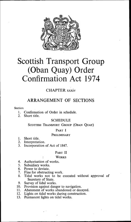 Scottish Transport Group (Oban Quay) Order Confirmation Act 1974