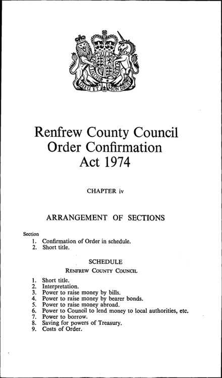 Renfrew County Council Order Confirmation Act 1974