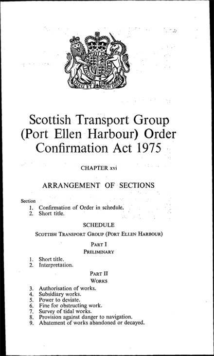 Scottish Transport Group (Port Ellen Harbour) Order Confirmation Act 1975