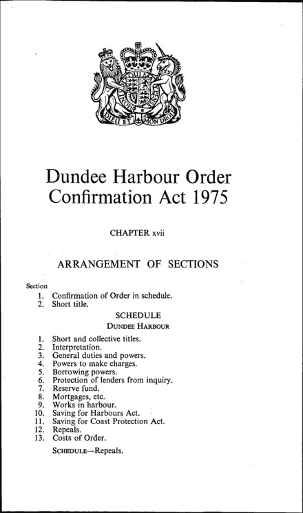 Dundee Harbour Order Confirmation Act 1975